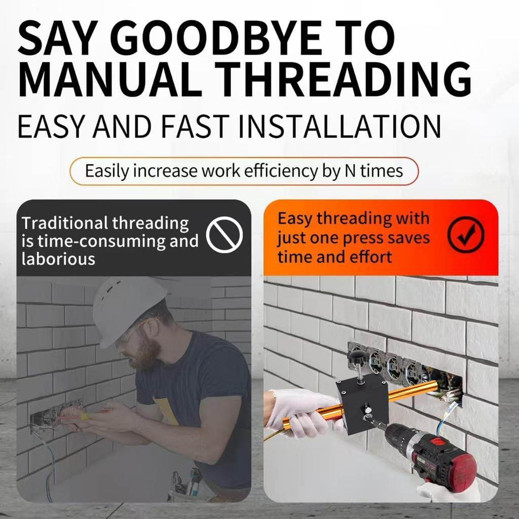 Automatischer Drahtzieher mit Gewinde Automatische Draht-Einfädelvorrichtung Wandrohr-Verkabelungsmaschine für 10mm Steckdose 3-8mm Kabel