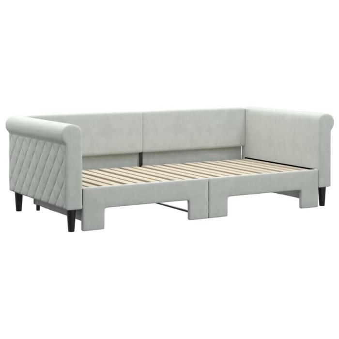 VidaXL Lit de jour avec lit gigogne gris clair 90x190 cm velours 3197784