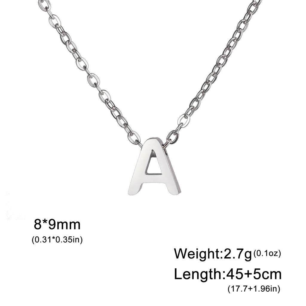Name Initial Necklace A-Z 26 Letters Pendant Stainless Steel Jewelry Women Men Neck Choker Couple Friend Birthday New Year Gifts