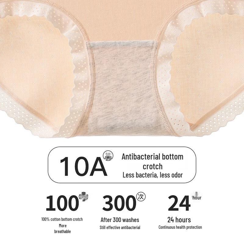 Fenteng Women's High-Waist Antibacterial Cotton Underwear 4-Pack
