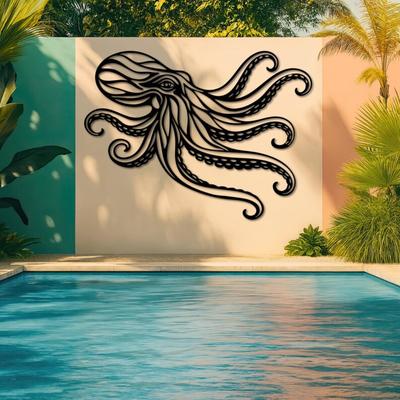 Handmade Metal Octopus Wall Art, 3D Sea Life Decor, Ocean Home Hanging, Marine Animal Sign, Coastal Gift for Her