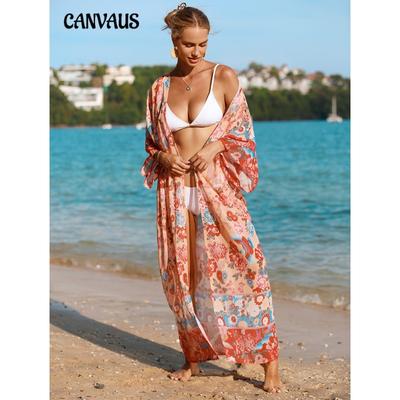 Taglie Comode Estive Copricostume da Spiaggia da Donna Stampato Cardigan da Spiaggia per le Vacanze