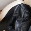 Veste courte ample en cuir PU pour femme, style vintage, col large, style rétro, printemps/automne