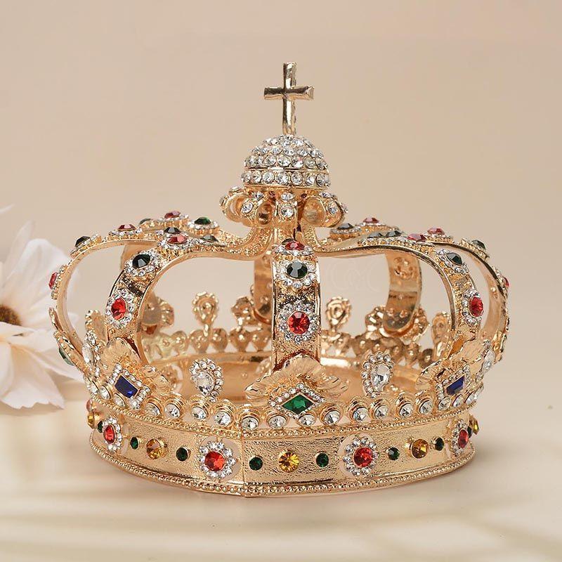 Corona de Papa Aleación de Oro Vidrio Cruz Alto Nivel Alto Valor Premium Corona
