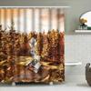 Rustic Cabin Forest Landscape Shower Curtain Vintage Woodland Home Decor Nature Scenic Bathroom Set Artistic Wall Hanging