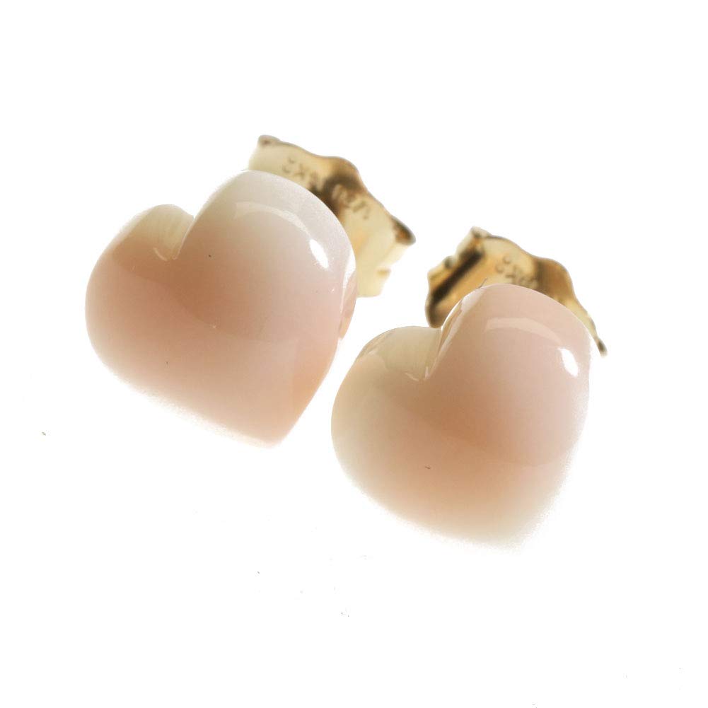 Miss Coral Pink Heart Gold Undyed Earrings, Filled,