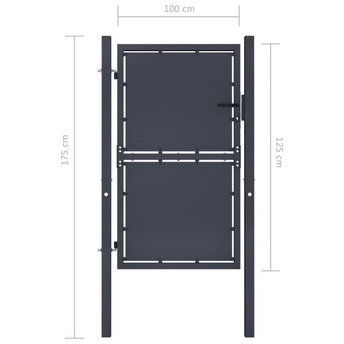 Portail de jardin - VIDAXL - Acier - 100 x 175 cm - Anthracite - Battant