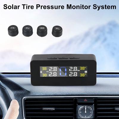 Systém monitorování tlaku v pneumatikách Solární/USB napájení Digitální LCD displej 4 senzory Automatické bezpečnostní alarmy Monitorování teploty pneumatiky TPMS pro auto