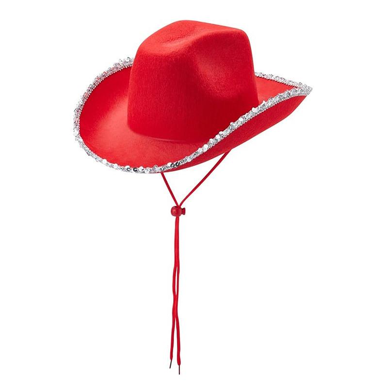 Christmas Cowboy Hat With Silver Edge For Holiday Party Costumes