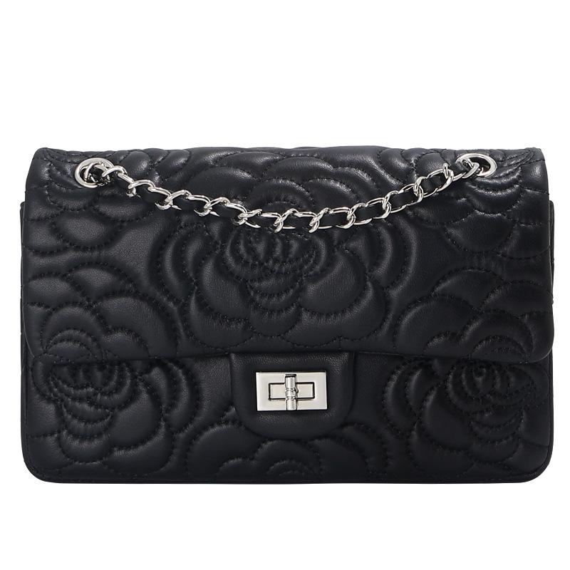 European and American Retro, Camellia Sheepskin Rhombus Chain Women's Bag, New High-end Shoulder Armpit Bag