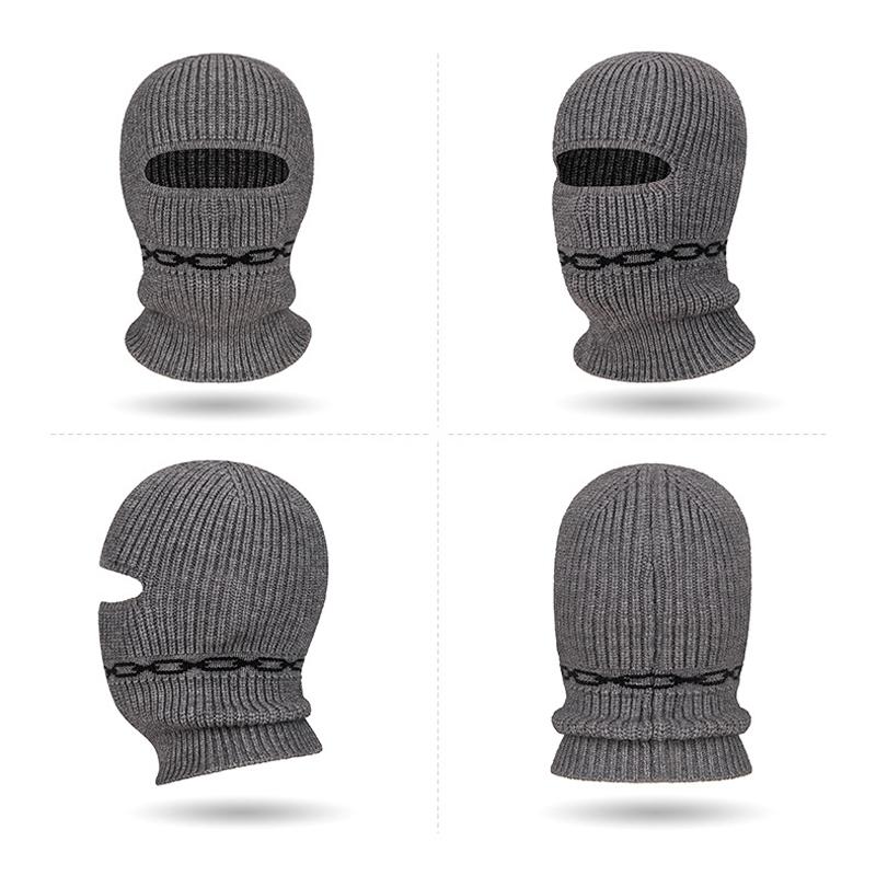 Winter Knitted Coldproof Warm Cap Women Men Masked Riding Cap