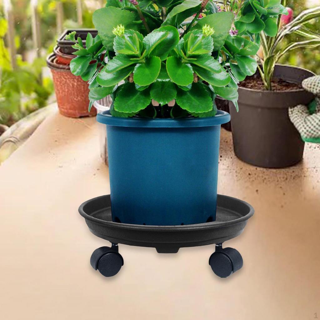 Garden Rolling Plant Stand with Wheels, Tray Roller, Round, Multipurpose for Backyard