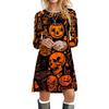 Halloween Party Dresses For Women Funny Cats 3D Pumpkin Print Dress Autumn Winter Fashion Long Sleeve Kawaii Dress Oversize