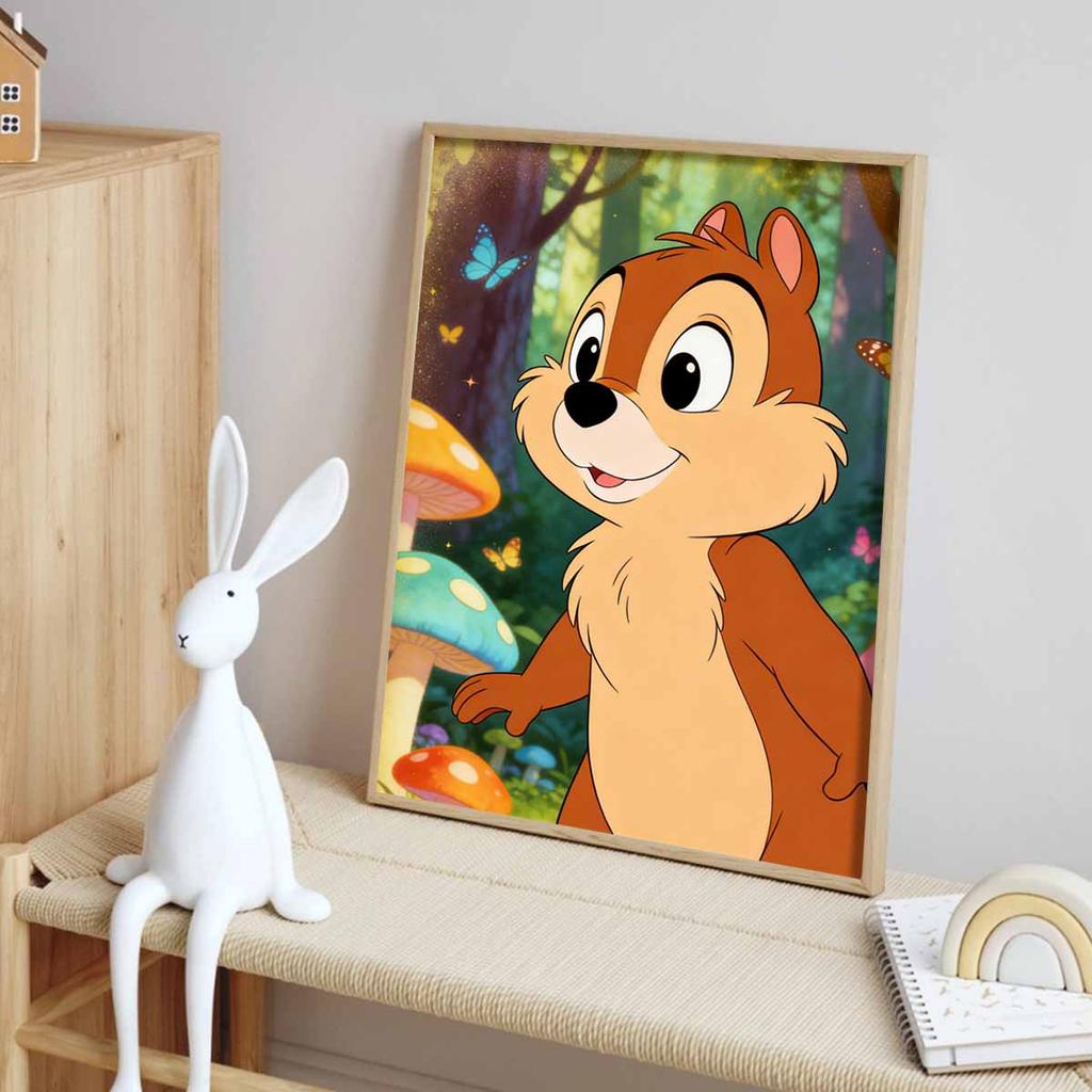 Disney Chip 'n Dale diamond painting mosaic art kit 5D handmade diy gift home decoration. Forest theme with mushrooms and butterflies