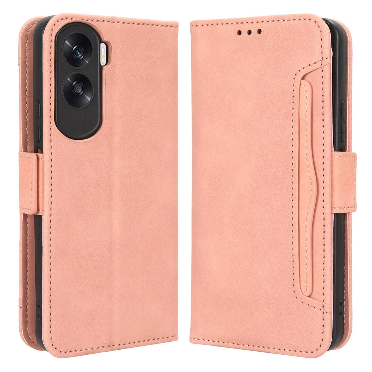 

For Honor 90 Lite 5G/X50i 5G Multiple Card Slots Phone Case PU Leather Phone Cover with Stand Wallet Pink