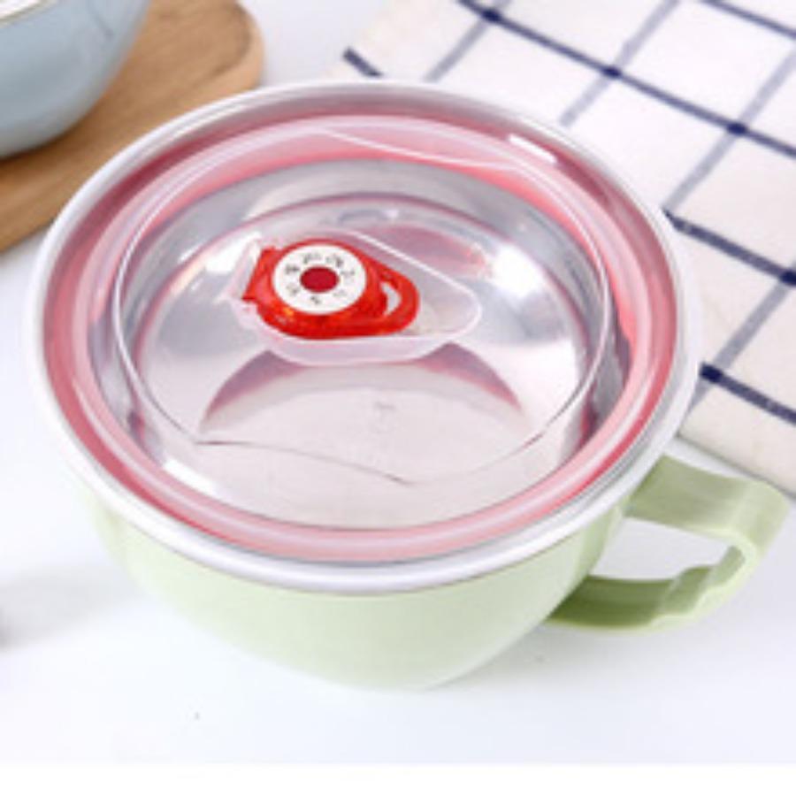 

1 шт. миска из нержавеющей стали с ручкой, однотонная, антипригарная, для смешивания лапши быстрого приготовления, кухонная посуда, пищевой аксессуар 2 PCS зелёный