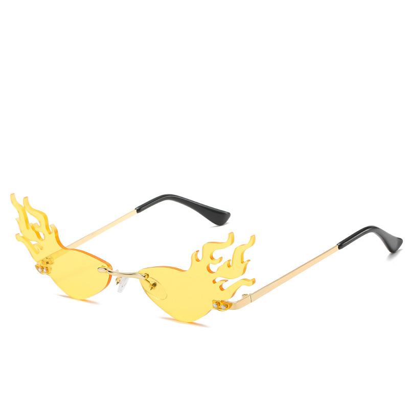 2020 Trend Flame Sunglasses, Men'S And Women'S Metal Frameless Street Sunglasses, Wide-Brimmed Glasses