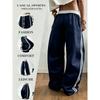 Dames Color Block Gestreepte Sneldrogende Gebogen Broek, Hoge Taille Losse Wijde Pijp Casual Sportbroek