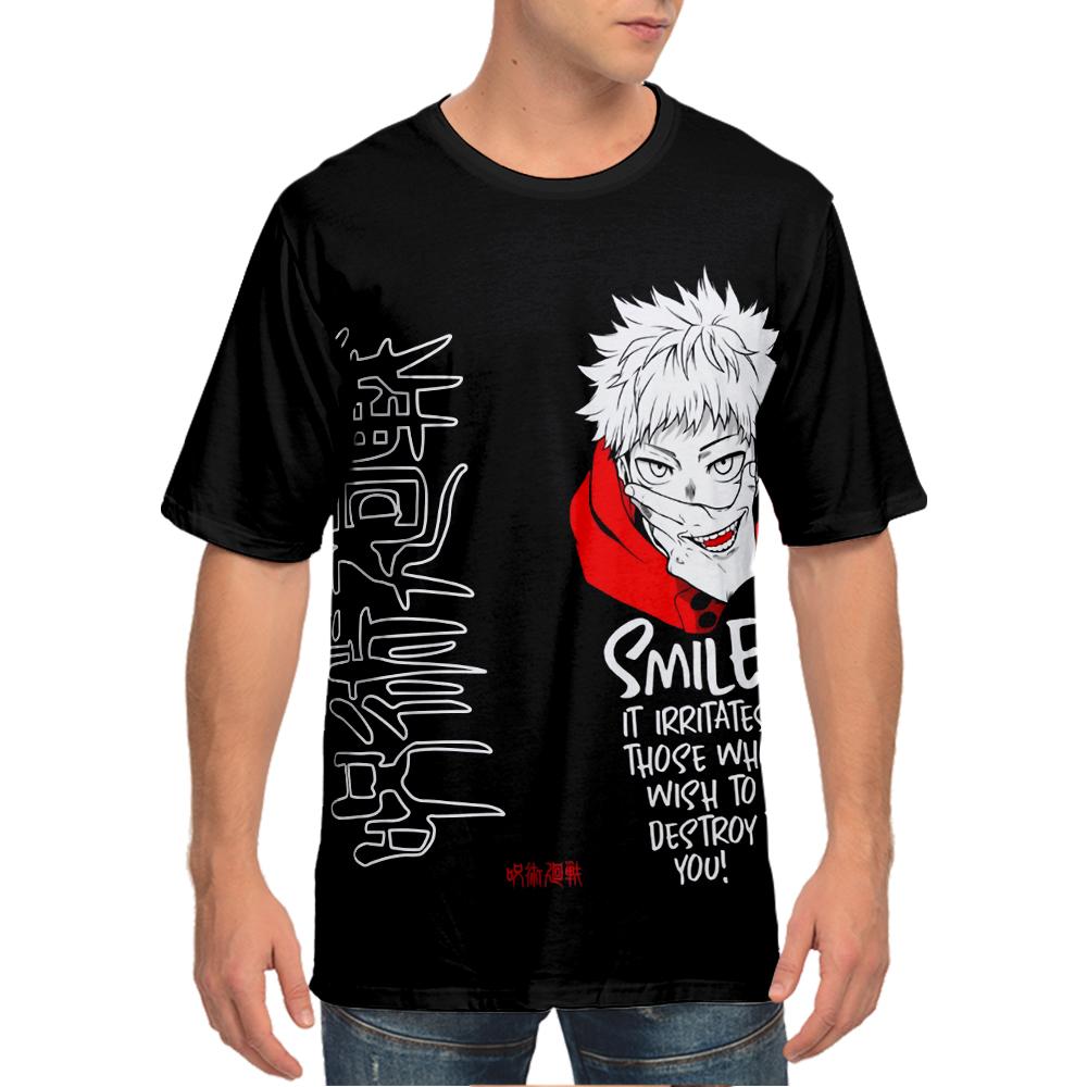 T-shirt Jujutsu Kaisen da Donna e Uomo Anime Stampate Girocollo Oversize Manica Corta Moda Abbigliamento Uomo Streetwear
