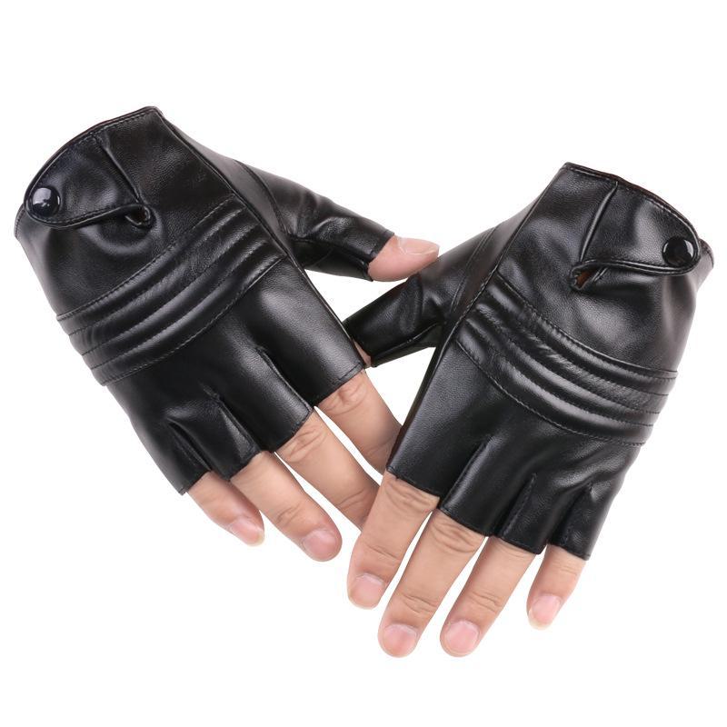 

Дышащие перчатки из искусственной кожи с полупальцами для танцев, ночных клубов, езды на велосипеде, фитнеса и вождения для мужчин и женщин One Size чёрный