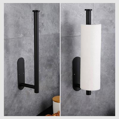 1 Set Bath Towel Holder Self-adhesive Storage Stainless Steel Household Dorm Under Cabinet Paper Towel Holder for Hotel