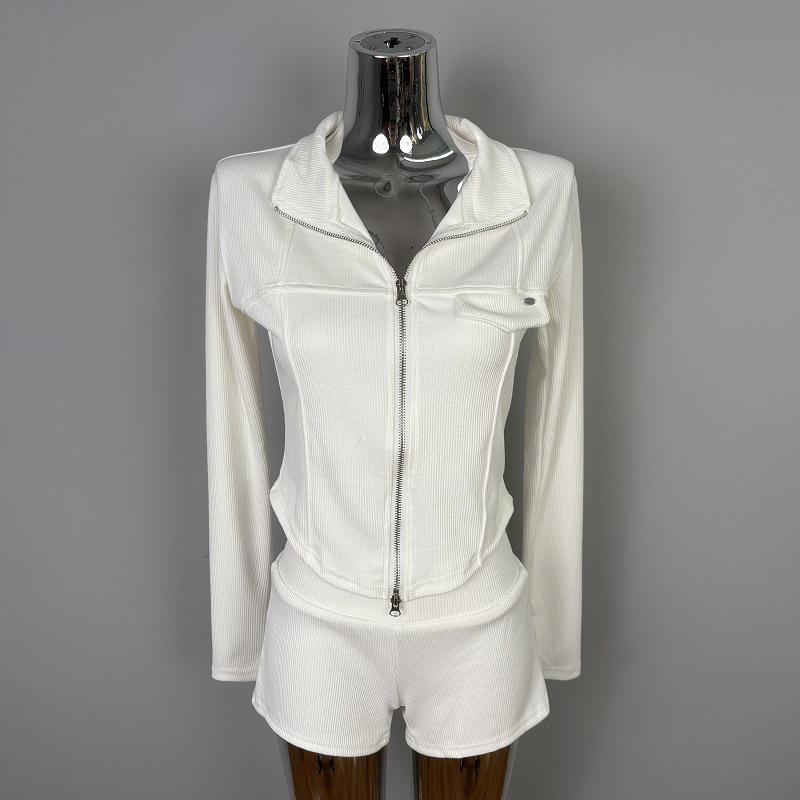 South Korea Slim Fit Pure Desire Long Sleeve Hoodie & Shorts Set for Women