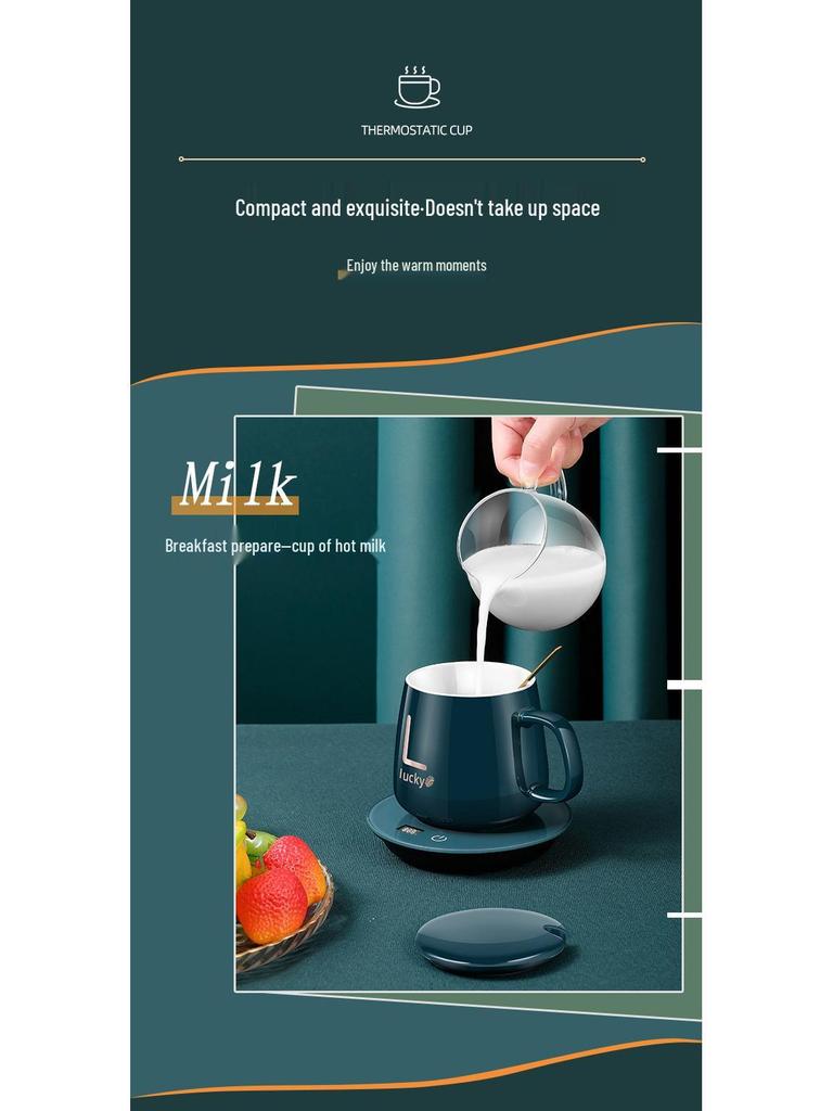 Insulated Ceramic Cup Warmer with USB, Adjustable 3-Level Temperature Display