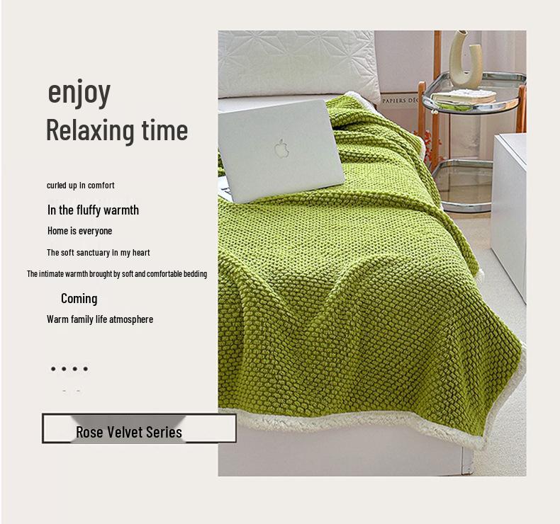 Winter Double-Layer Lambswool Flannel Blanket for Office or Nap Use