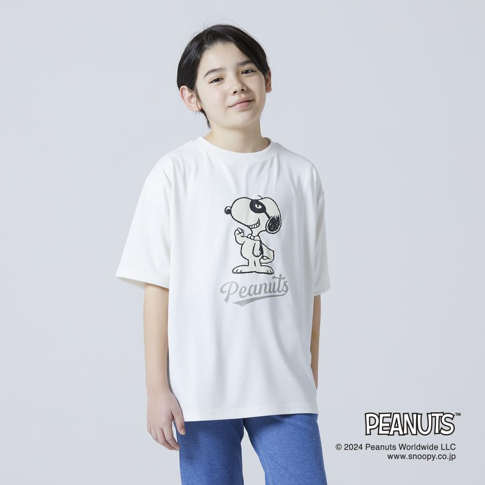 PEANUTS Recycled Polyester Marshmallow White [Mizuno] T-Shirt, Parent-Child Coordination, Snoopy, (B2MABY05)