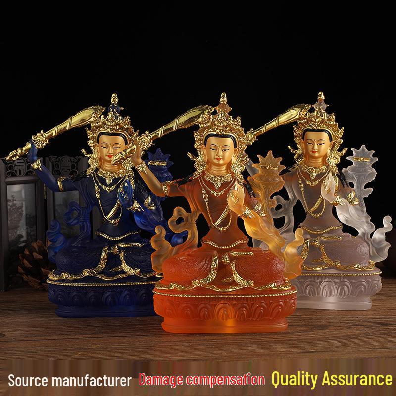 Manjushri Bodhisattva Water Glaze Resin Statue for Home Altar or Living Room Décor