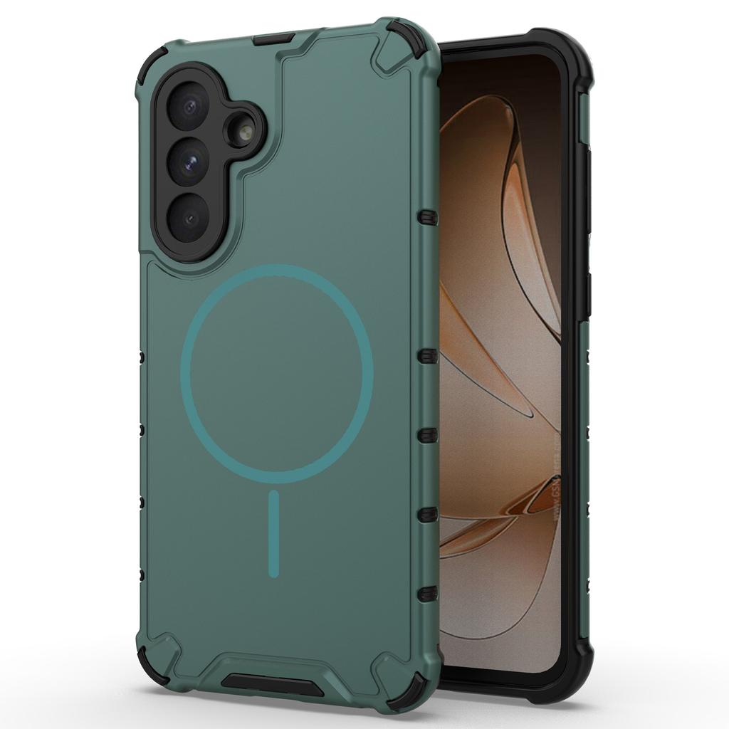 For Samsung Galaxy A36 5G Magnetic Case Corrugated Texture Heat Dissipation TPU+PC Phone Back Cover