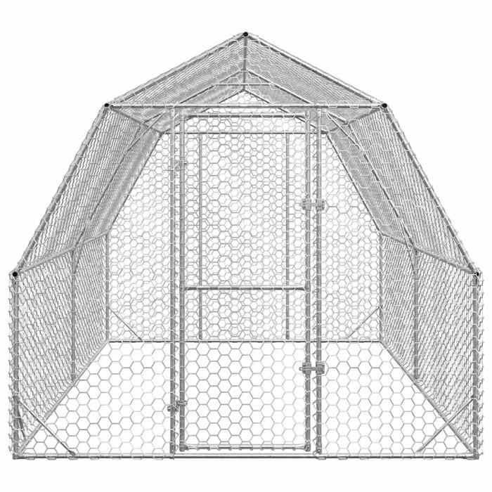 VidaXL Chicken Coop 2.5x4x2.25 M Galvanized Steel, Walk-in Chicken Run, Accessible Chicken Enclosure, Chicken Cage 3328516