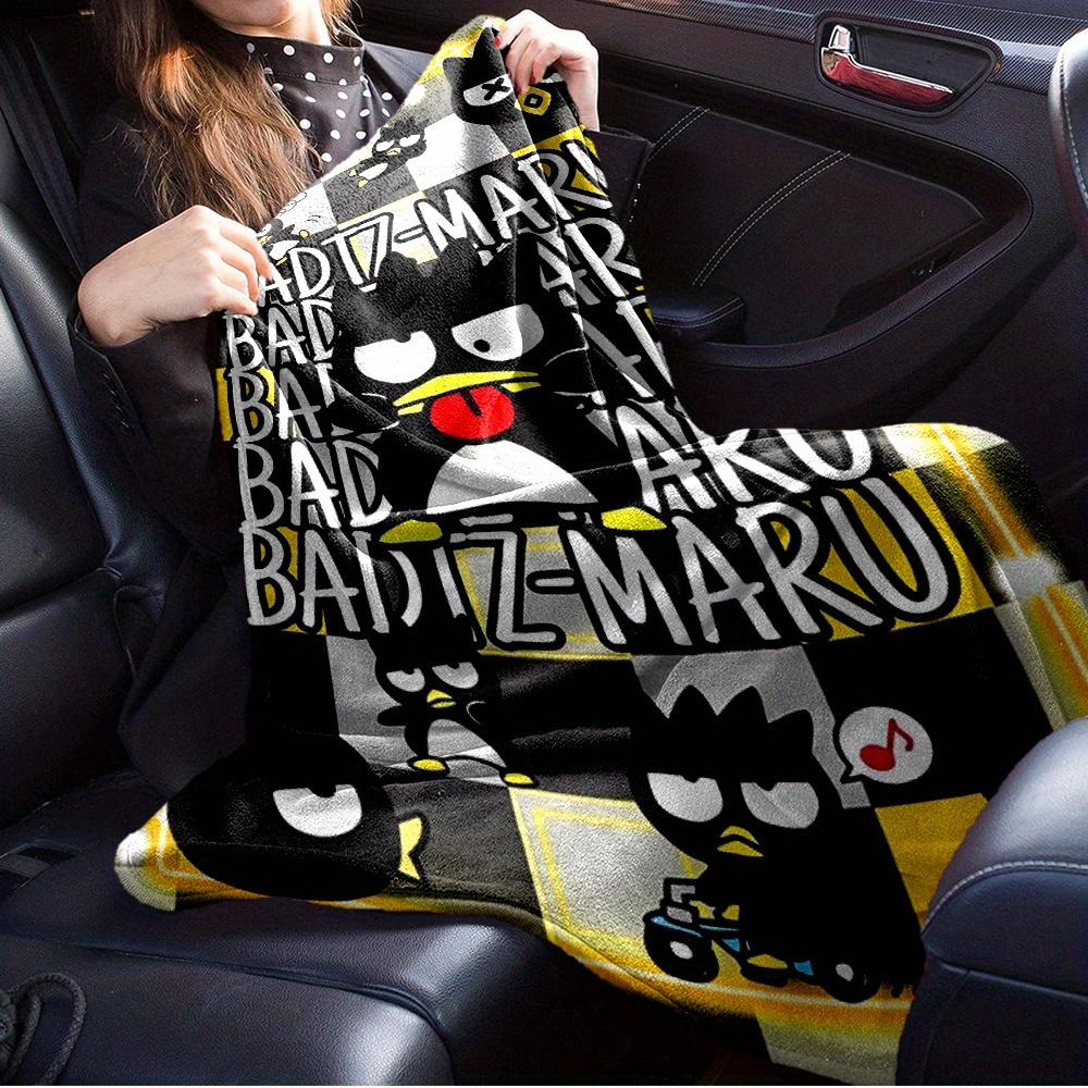 1pc Flannel Badtz-Maru, Cartoon Character, Checkered BackgroundThrow Blanket, Cartoon Truck Pattern Printed Blanket, Warm Cozy Soft Blanket