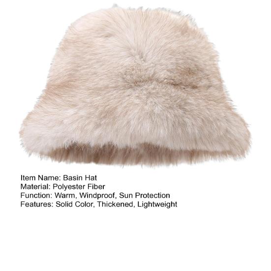 Winter Basin Hat Solid Color Thickened Soft Plush Warm Bucket Hat Windproof