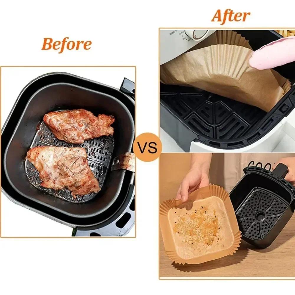 Kitchen Utensils BBQ Plate Kitchens Accessories Disposable Non-stick Pad. Air Fryer Paper Square Round Pastry Molds 50/30 Pieces