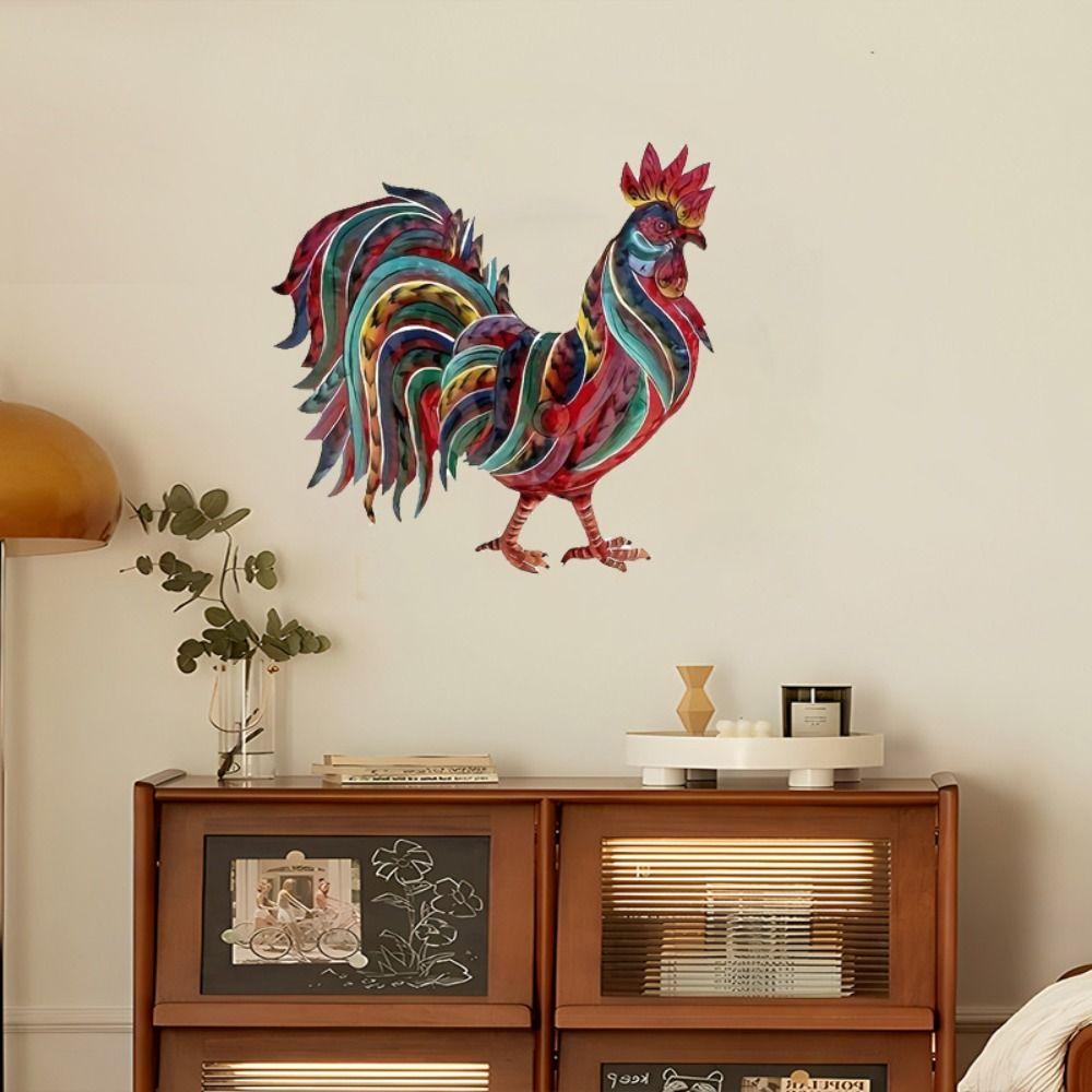 Metal Rooster Wall Hanging Decoration Art Background Pendant  Living Room