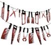 Halloween Bloody Knife Garland Flag Suitable for Haunted House Banners Halloween Birthday Party Indoors Yard Decoration Supplies