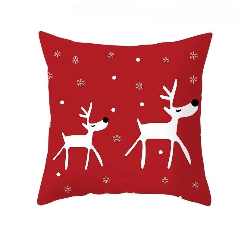 1 Piece Of Christmas Decoration Pillowcase Cartoon Santa Claus Snowman Pattern Sofa Cushion Suite Room Home Decoration Gift