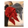 Red Hat Women's Autumn/Winter Warm Knitted Hat Scarf One Piece Hooded Neck Knitted Hat Winter