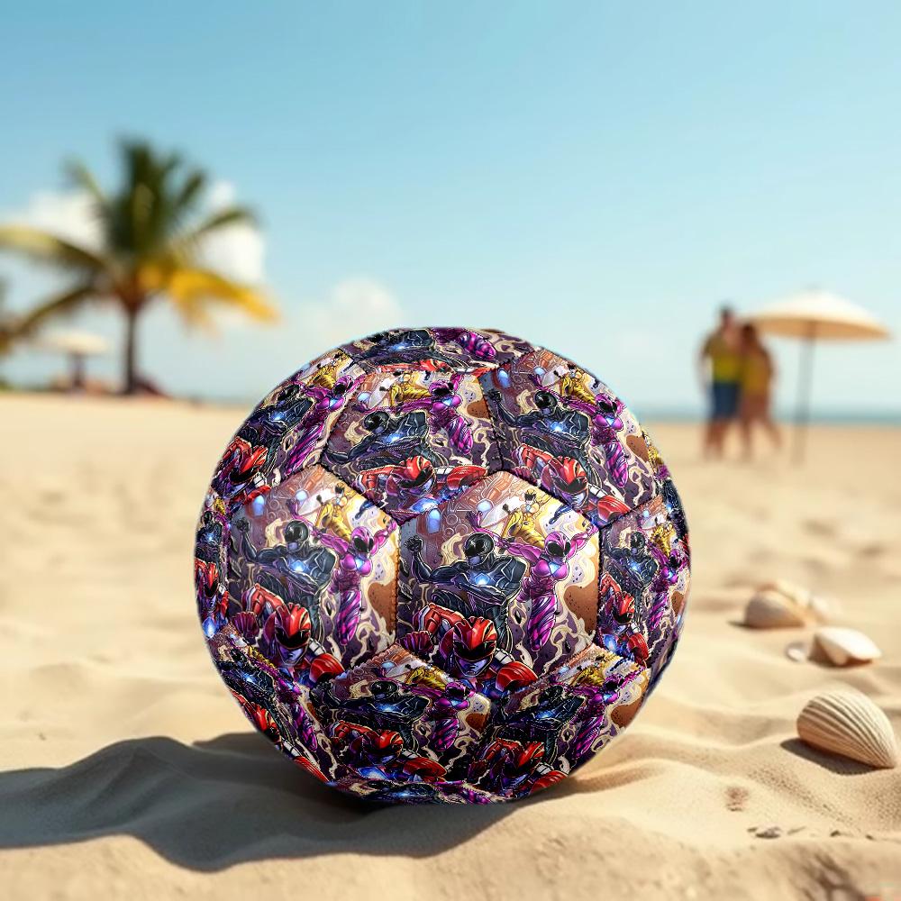 Mighty Morphin Power Rangers Print Size 5 Soccer Ball, Standard Match Football for Sports Game and Team Practice, Ideal Gift for Soccer Fans