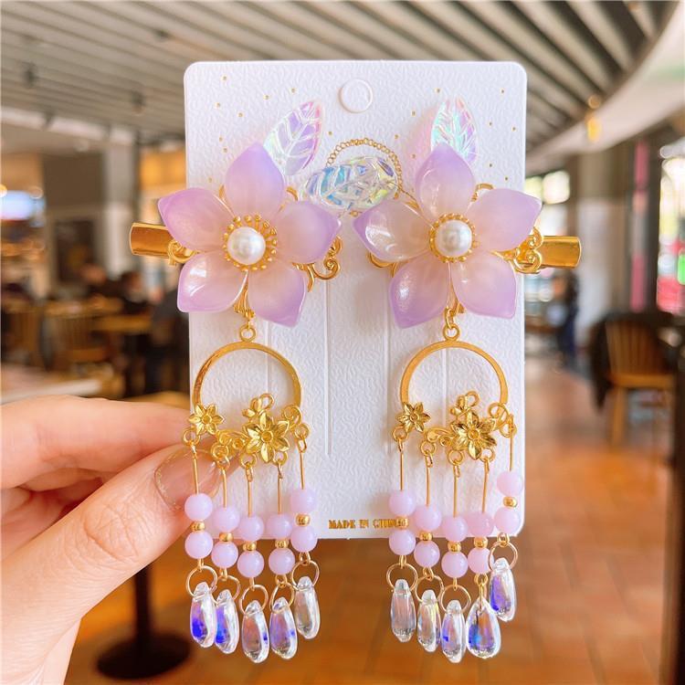 Ancient Style Children's Hanfu Hairpin with Tassel and Forehead Chain