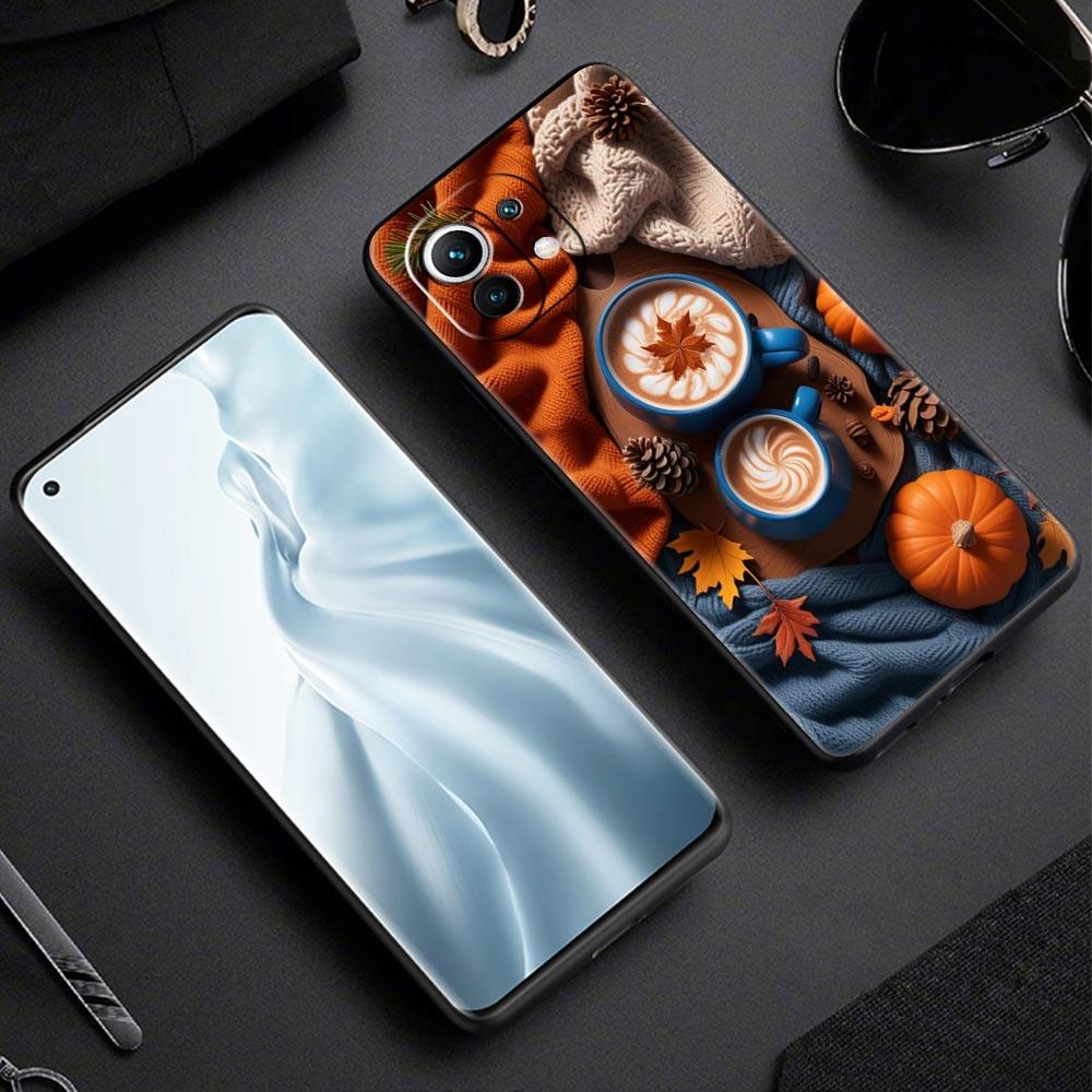 Pumpkin Autumn Leaves Coffee Phone Case Cover for Xiaomi Mi 17 Pro Max 15 14 13 12 11 Ultra 15T 14T 13T 12T Pro Lite Soft TPU