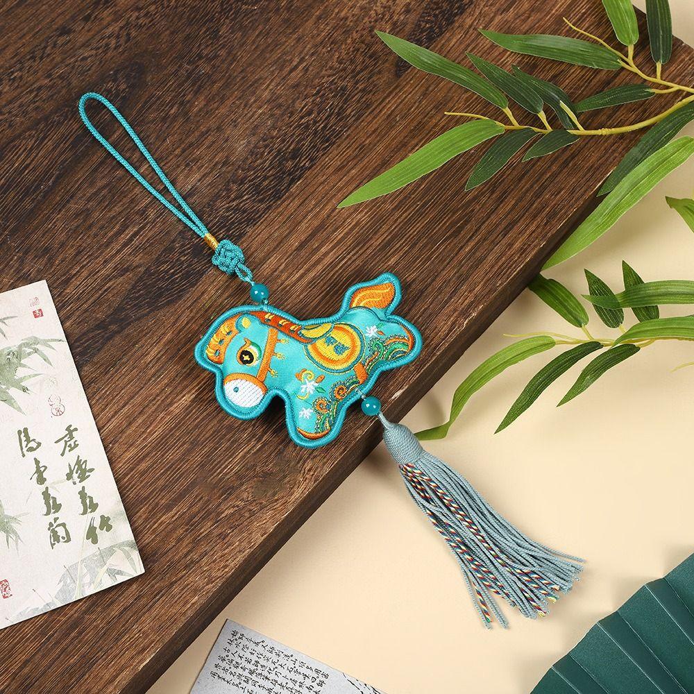 Chinese Style Pony Embroidered Pendant Tassel Horse Hanging Decoration  Cultural Gift