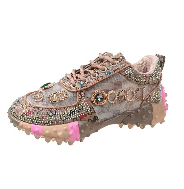 Fashion Women's rhinestone sneakers fashion luxury rhinestone ladies shoes 2025 new outdoor thick sole women's vulcanized