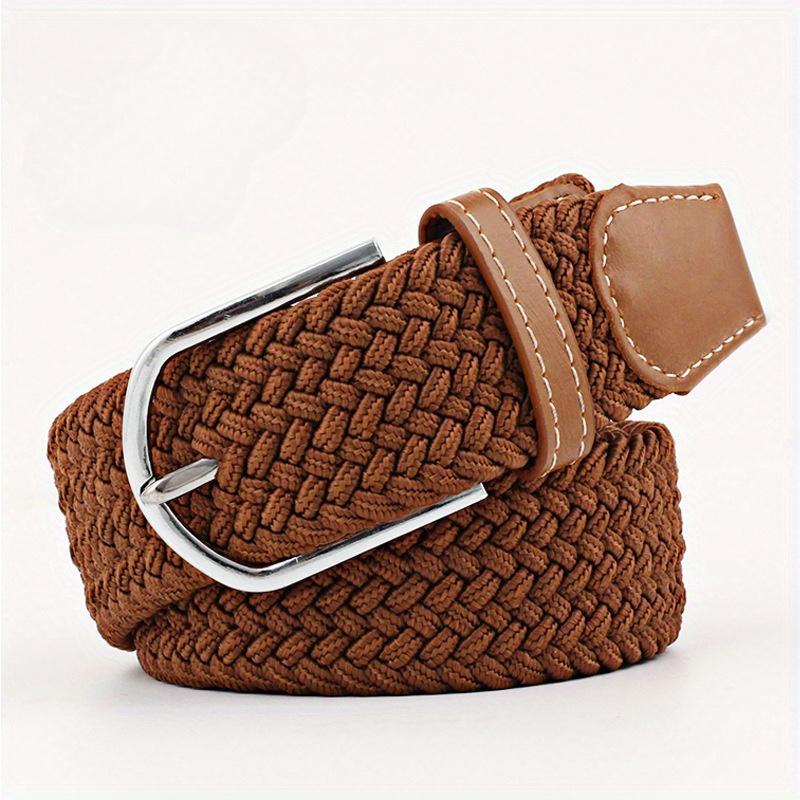 Casual Knitted Pin Buckle Women Belt Woven Canvas Elastic Expandable Braided Stretch Jeans Belts for Men