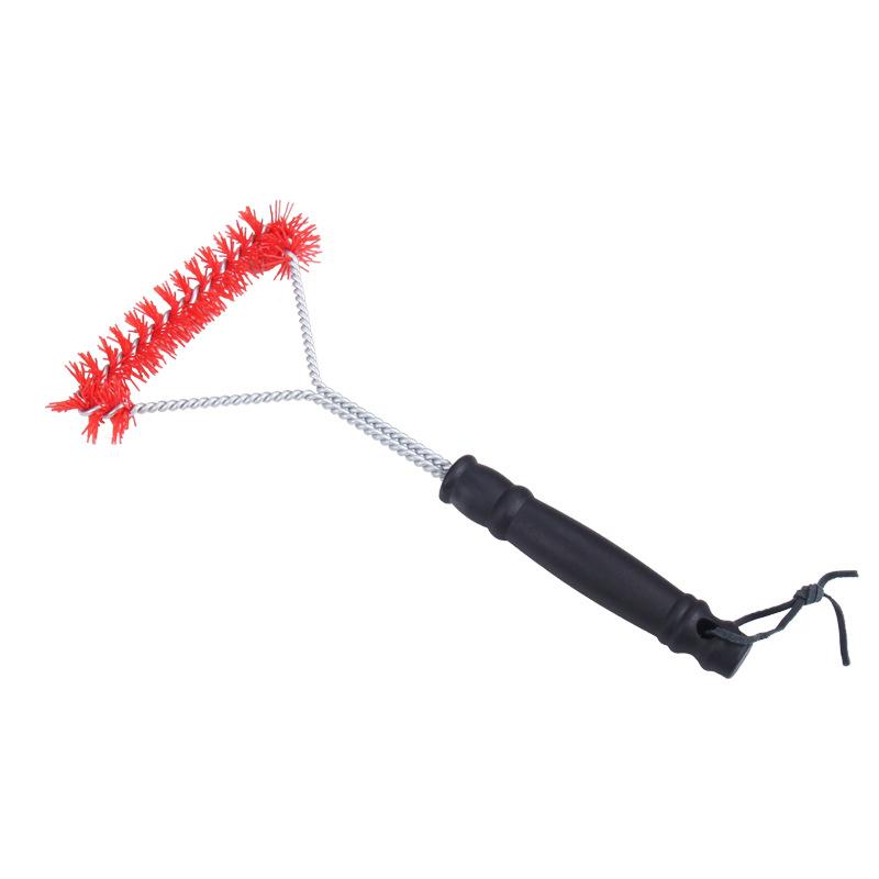Red Barbecue Brush Barbecue Grill Cleaning Tool Stainless Steel Bristles Non-stick Cleaning Brush Barbecue Accessories