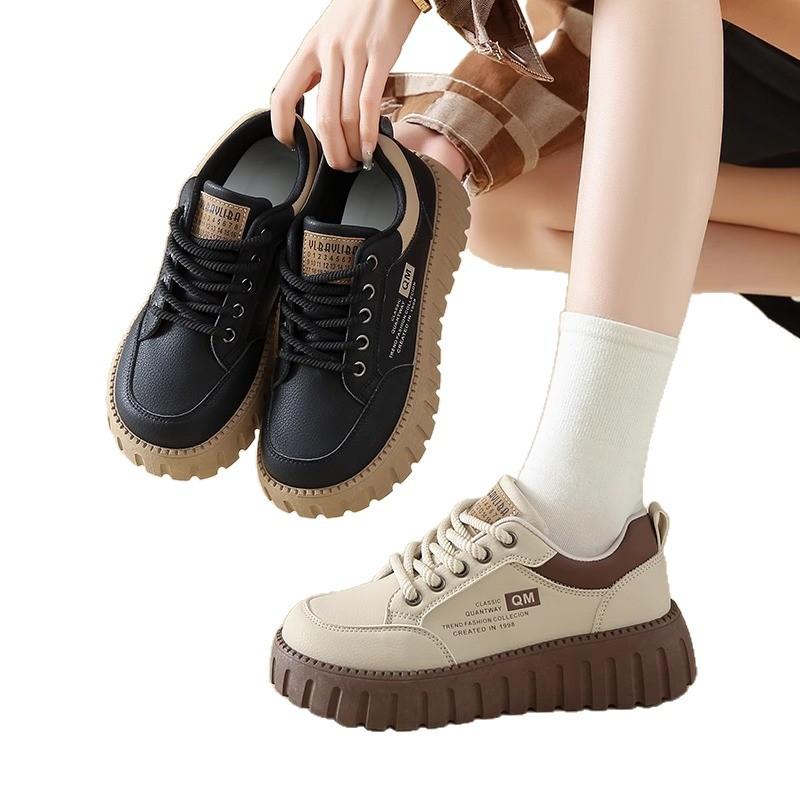 Thick-soled muffin board shoes women's sports versatile height increase niche casual trend cookie shoes