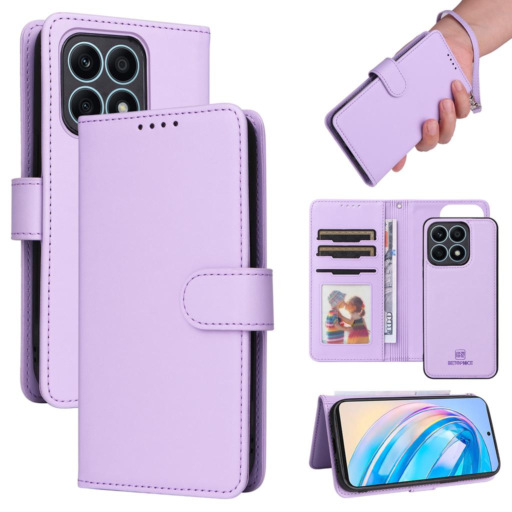 For Honor X8a 4G Magnetic Case BETOPNICE Detachable PU Leather Phone Cover with Strap