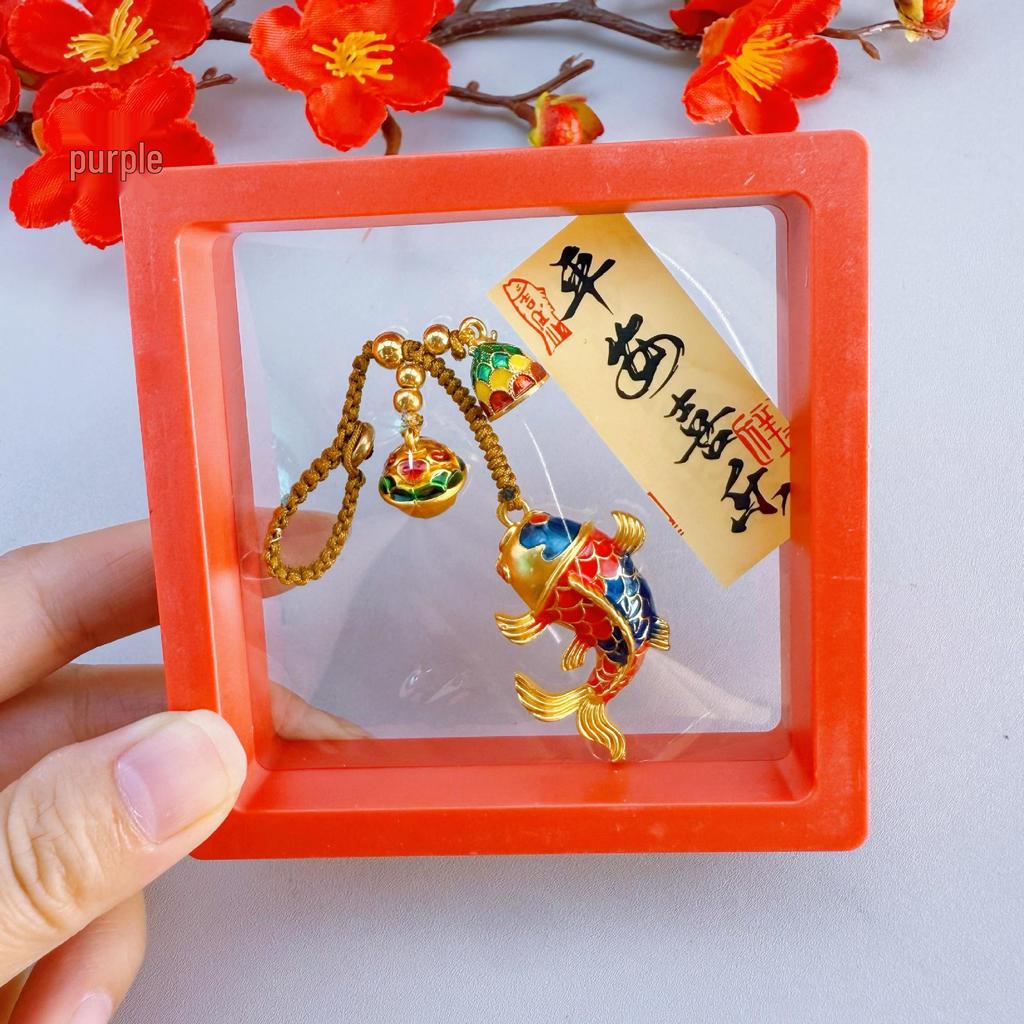 Ancient Gold Sand Cloisonné Enamel Keychains: Stylish Couple Pendants & Lucky Charms for Mobile Phones.