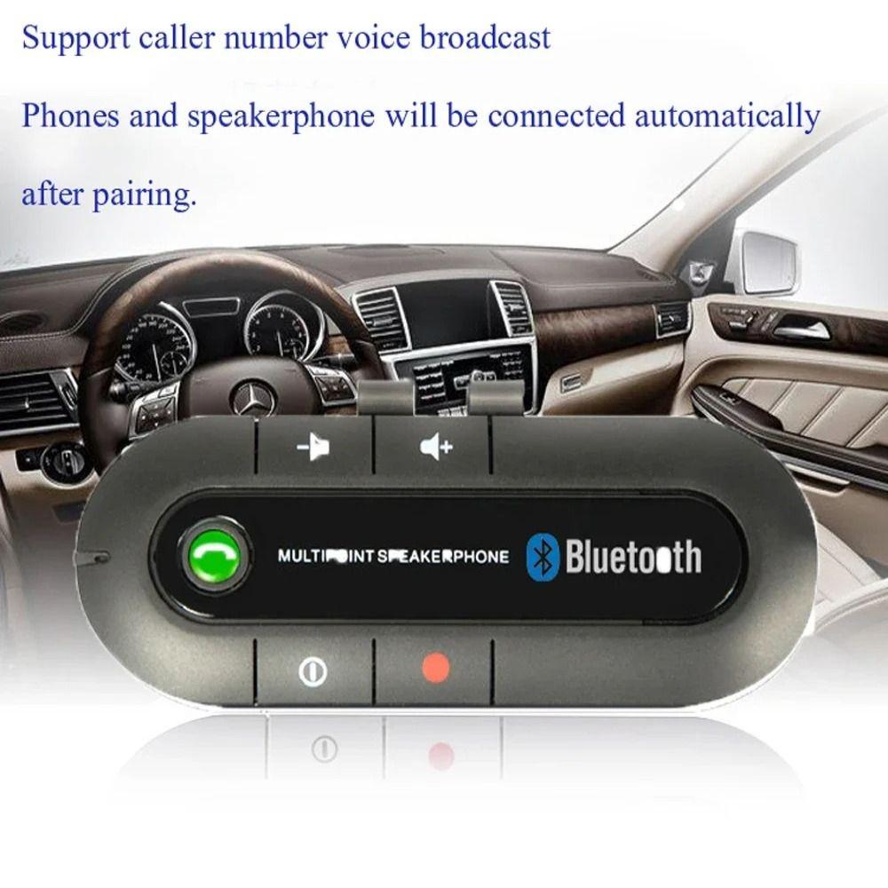 ABS Car Bluetooth Handsfree Phone Kit Micro USB Charging Cable Black MP3 Music Player Clip-on Wireless Speaker Speakerphone Car